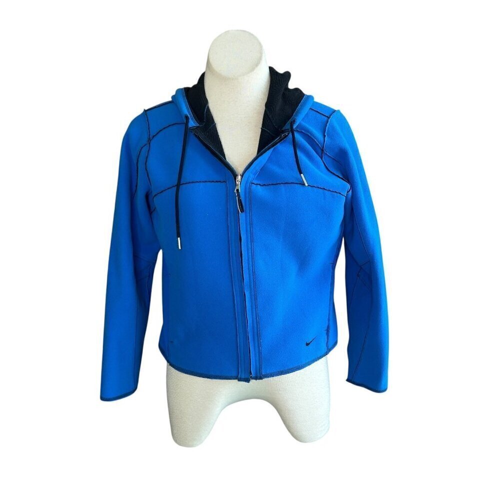 Nike Reversible Fleece Full Zip Athletic Fleece Jacket Blue Black Size Medium